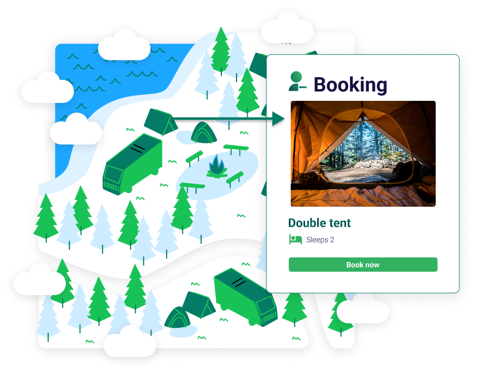 Let guests pick their exact spot with interactive maps for campgrounds and parks
