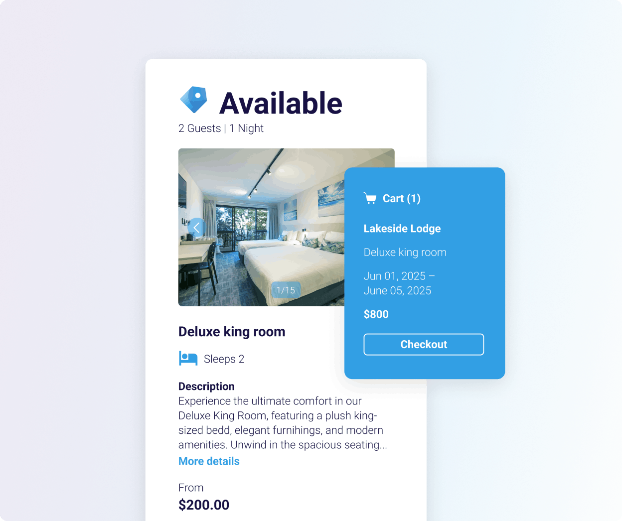 Available room and checkout