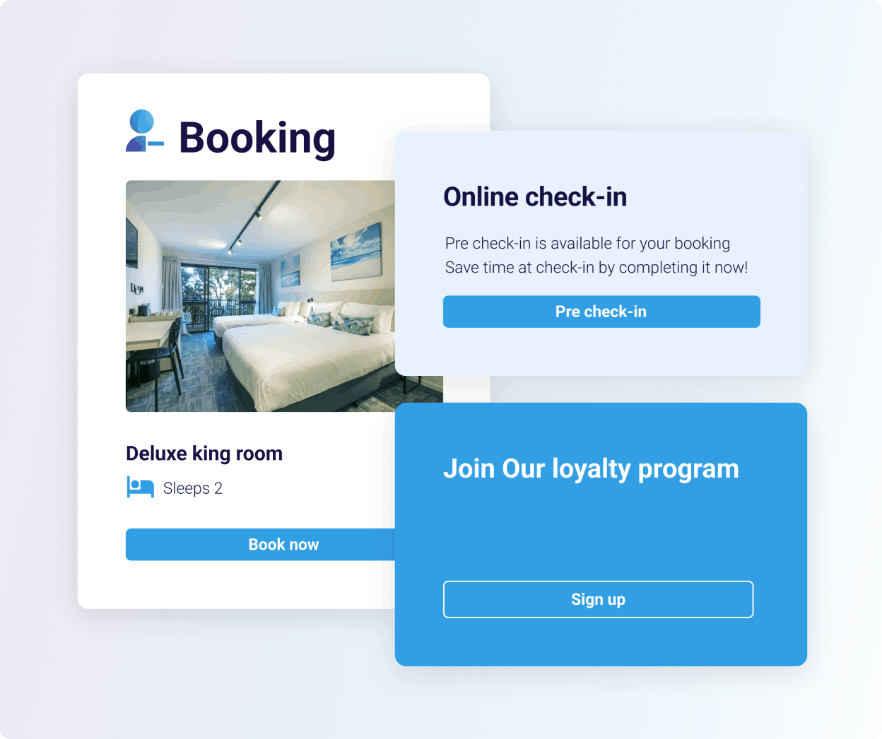 Booking with check-in and loyalty program