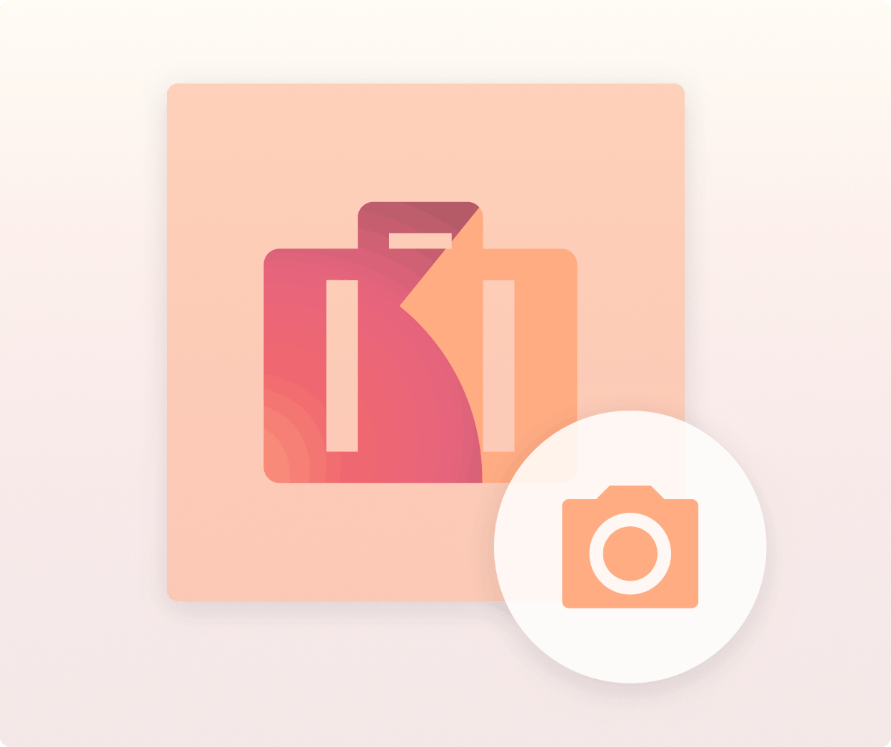 Suitcase and camera icon-orange