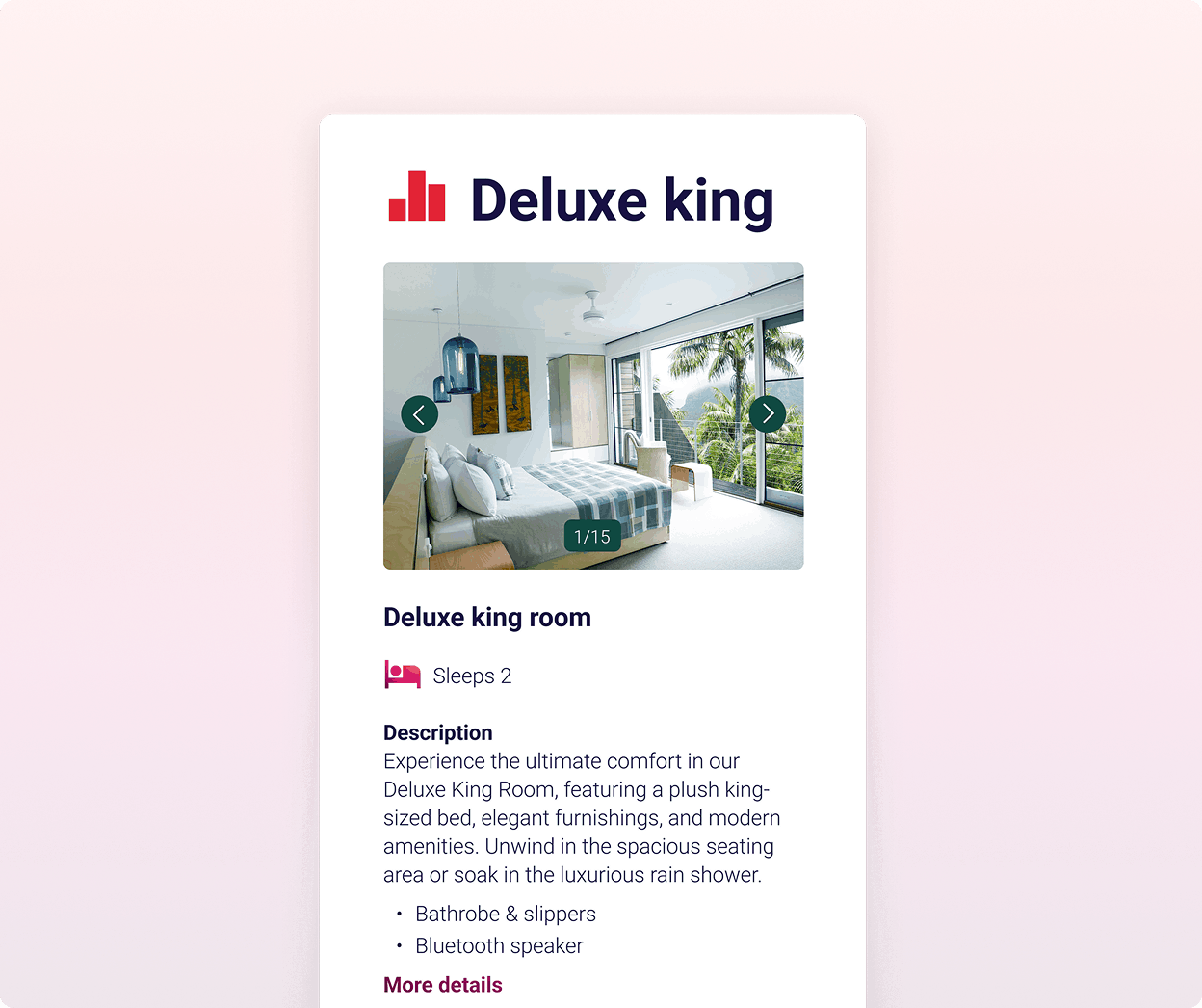 Deluxe king room listing-red