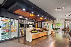 The lobby of Roomzzz London Stratford