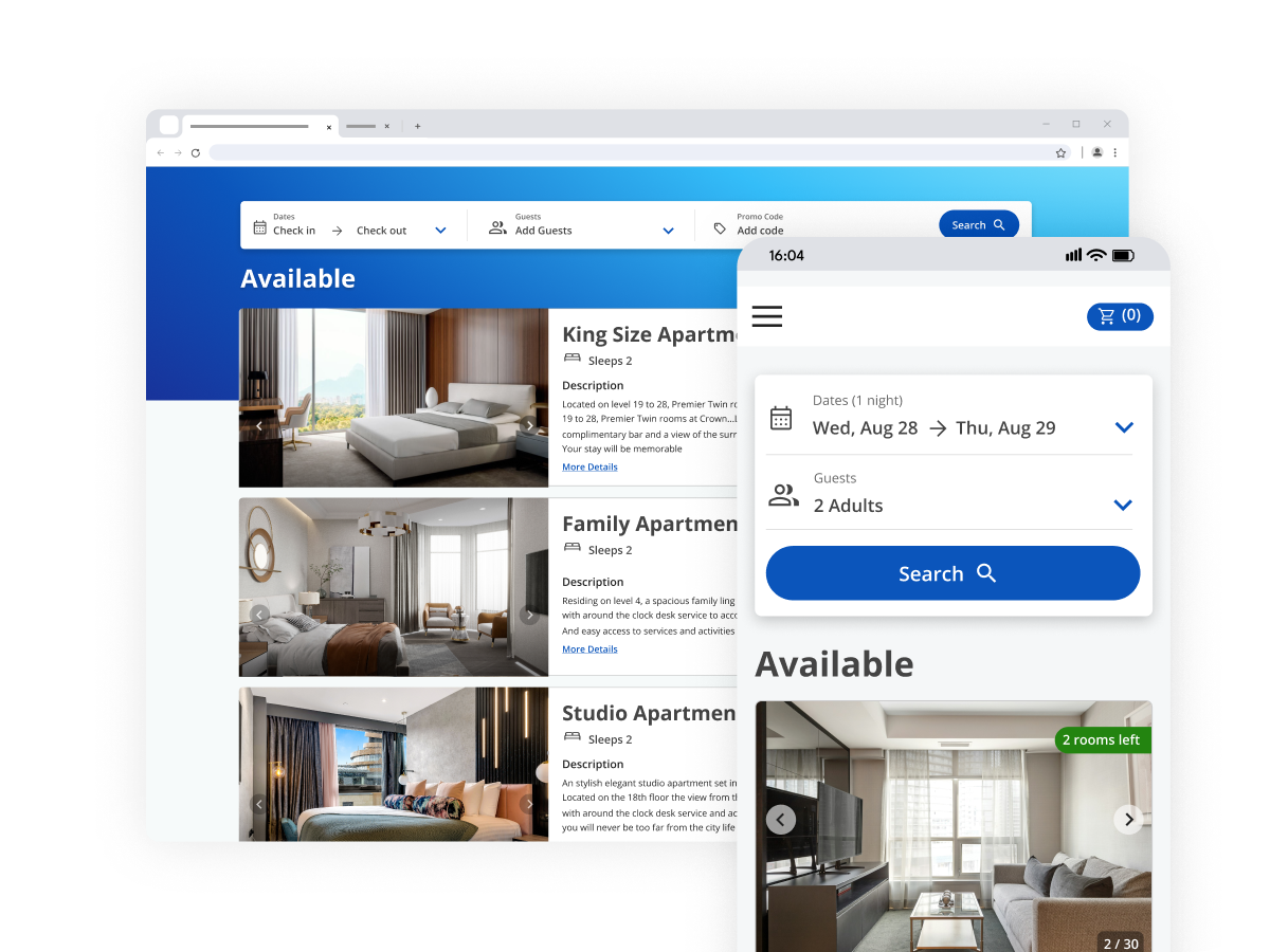 Hotel Booking Engine Mobile & Desktop