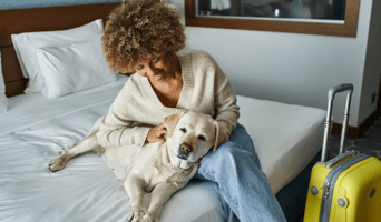 guest with her dog