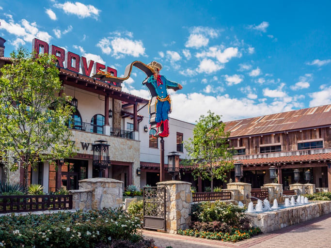  Neon Cowboy in front of Drover Hotel, Forth Worth, TX