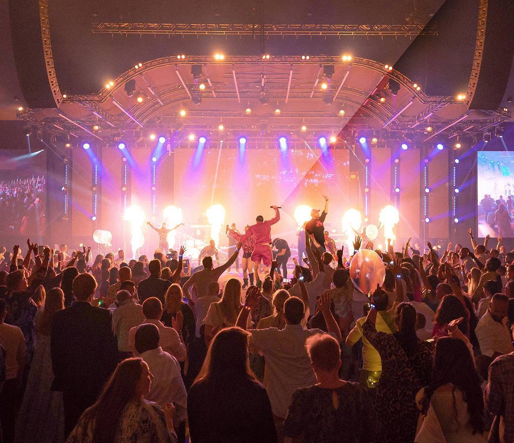 People watching concert