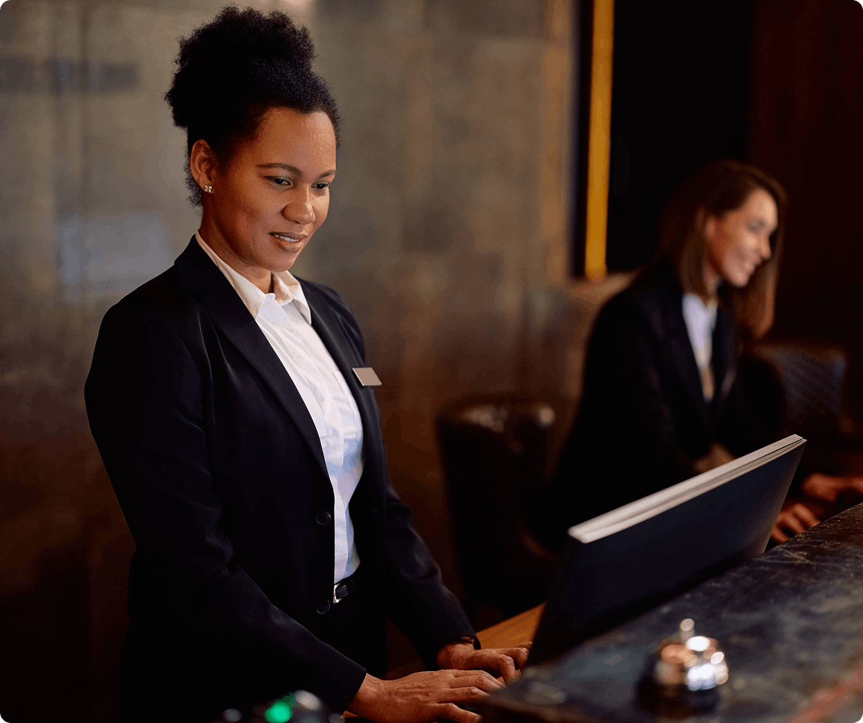 Reception staff in smart uniform