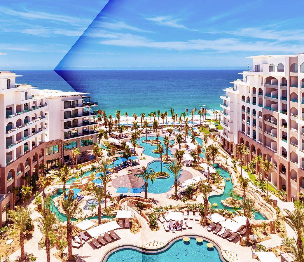Hotel resort with multiple pools